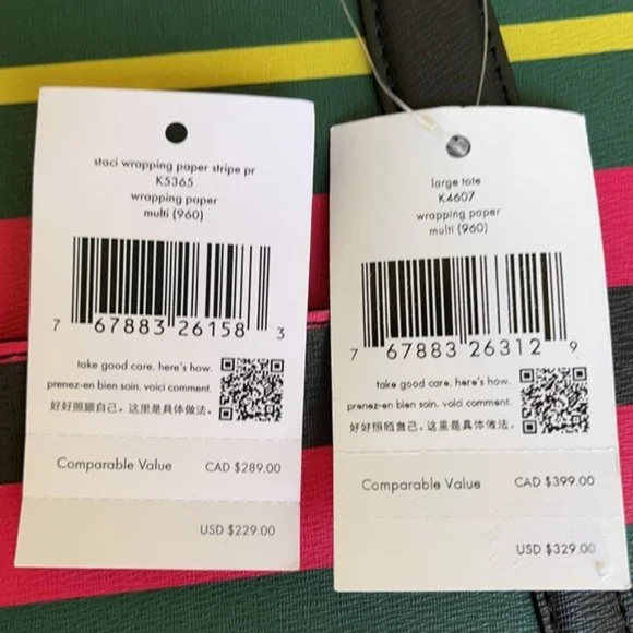 Kate Spade Wrapping Paper Large Tote Multi & Staci Wrapping Paper Stripes Wallet - Picture 8 of 16